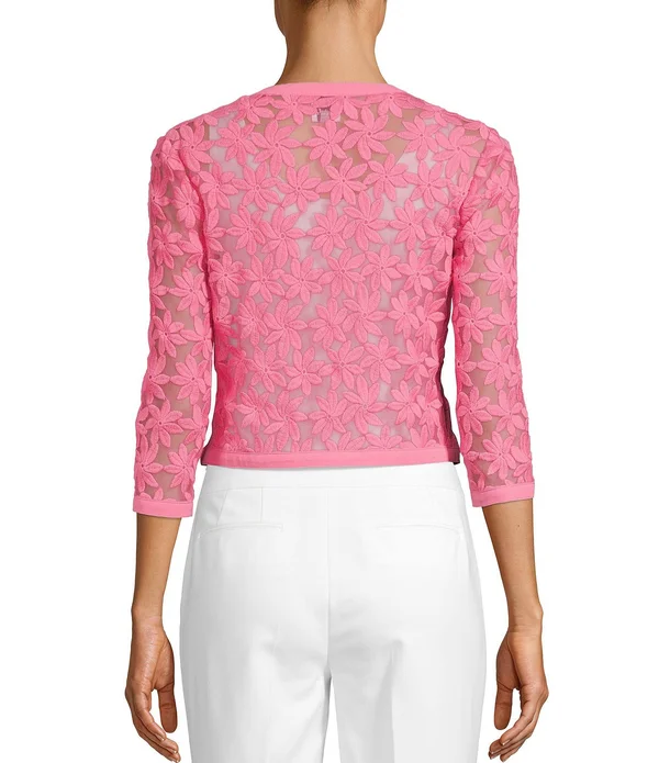 Anne Klein Broderie Cardigan, 6, Pink