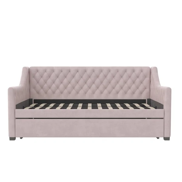 Little Seeds Ambrosia Upholstered Daybed With Trundle - Pastel Pink
