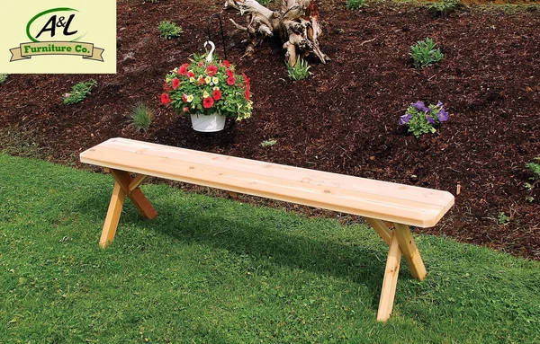 Cross Leg Cedar Picnic Bench 5ft, Walnut Stain
