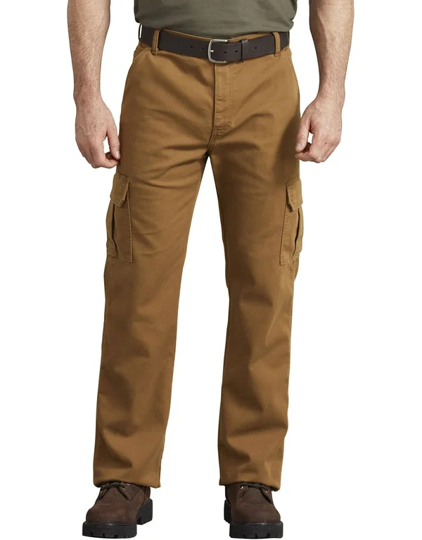 Dickies Men's Duck Cargo Pants, DP902, Stonewashed Brown Duck
