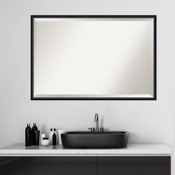 37x22 x 25x22 Lucie Framed Bathroom Vanity Wall Mirror Black - Amanti Art