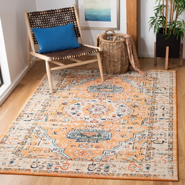 Safavieh Madison Andra Boho Oriental Distressed Rug - 5&3x22 x 7&6x22 - Orange/Ivory