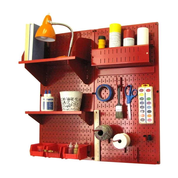 Wall Control Hobby Craft Pegboard Organizer Storage Kit - Red