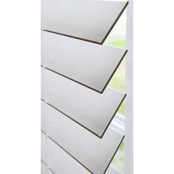 Linen Avenue Custom Cordless Faux Wood Blind White, 49 W x 48 H Outside Mount