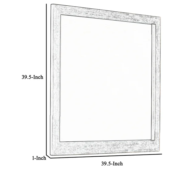 Rectangular Wood Encased Dresser Top Mirror - Oak Brown and Silver