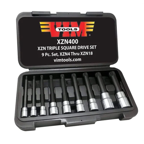 VIM Tools 9 Piece XZN Triple Square - Spline Drive Bit Set