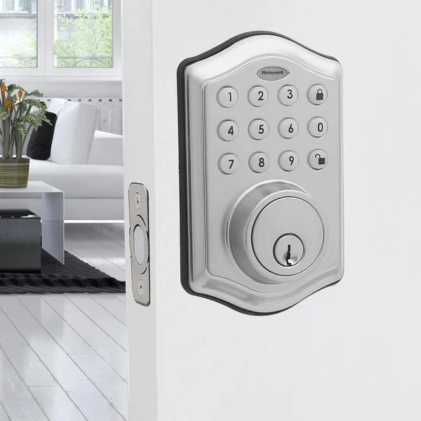 Honeywell Satin Nickel Single-Cylinder Deadbolt 1-Cylinder Electronic Deadbolt Lighted Keypad 8712309L