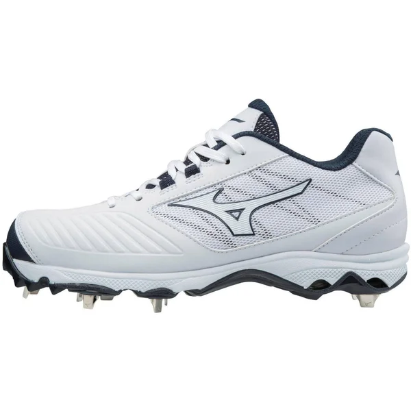Mizuno - 9-Spike Advanced Sweep 4 Low Women's Metal Softball Cleat, White-Navy, Size 6