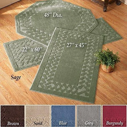 Herringbone Trim Solid Colored Skid-Resistant Decretive Accent Rugs - Grey