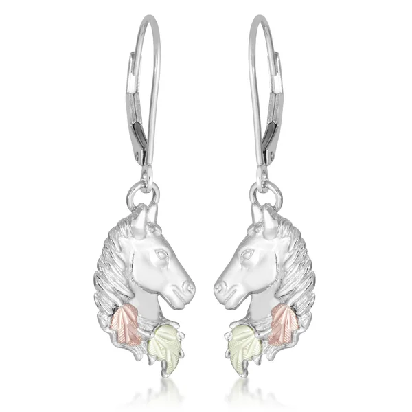 Sterling Silver & 12K Small Horsehead Leverback Earrings