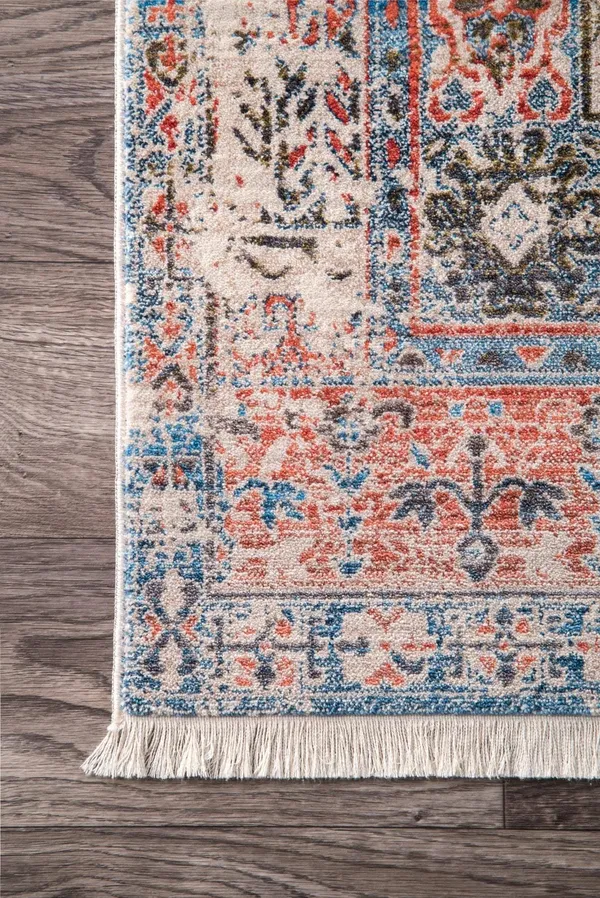 nuLOOM Vintage Faded Olden Tribal Medallion Blue Rug - 4& x 6& Blue