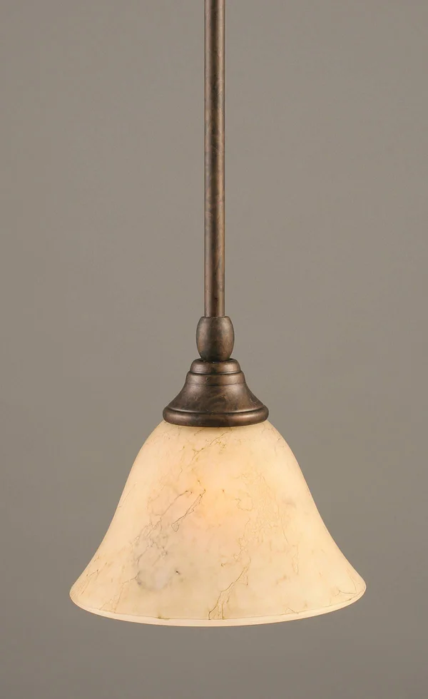 Toltec Lighting Stem Mini Pendant - Bronze, 7x22 Italian Marble Glass - 23-BRZ-508
