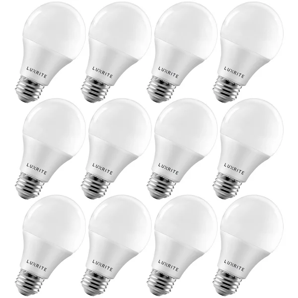Luxrite A19 LED Bulb 75W Equivalent - 1100 Lumens, 3000K Warm White, Dimmable, 11W, Enclosed Fixture Rated, Energy Star, E26 Base