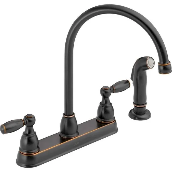 Delta Foundations 2-Handle Standard Kitchen Faucet with Side Sprayer in Oil-Rubbed Bronze