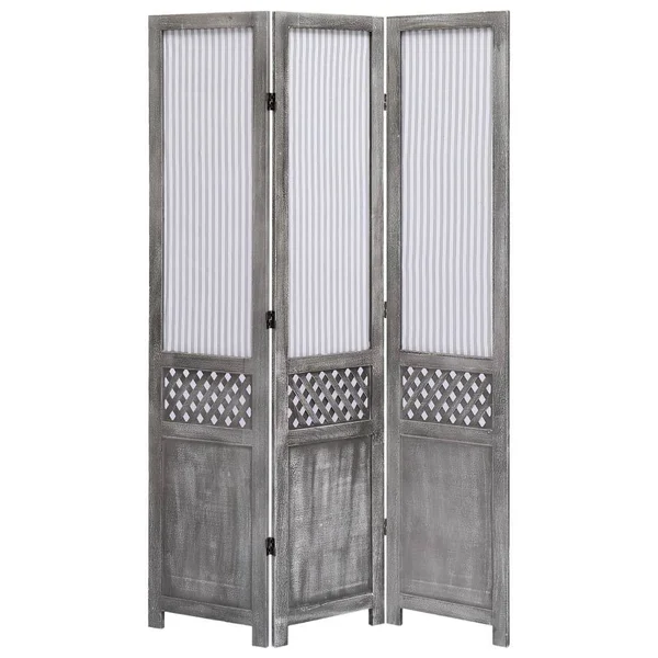vidaXL 3-Panel Room Divider Gray 41.3x22x64.7x22 Fabric