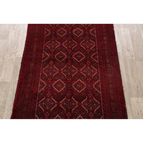 Tribal Geometric Oriental Balouch Afghan Area Rug Wool Handmade