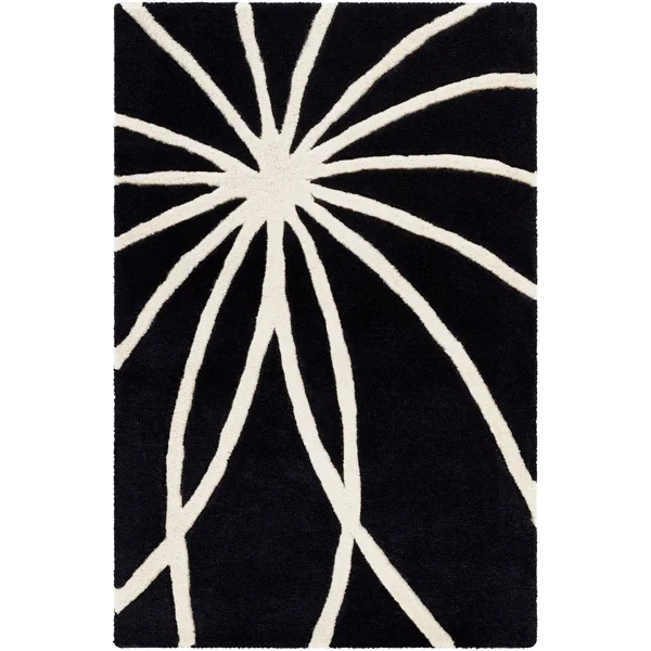 Contemporary Hand-Tufted Black/White Mayflower Wool Area Rug - 8& x 11&