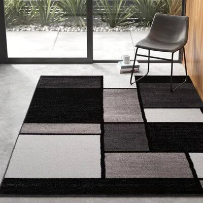 Lorenzo Geometric Gray Area Rug Wade Logan Rug Size: Rectangle 10& x 14&