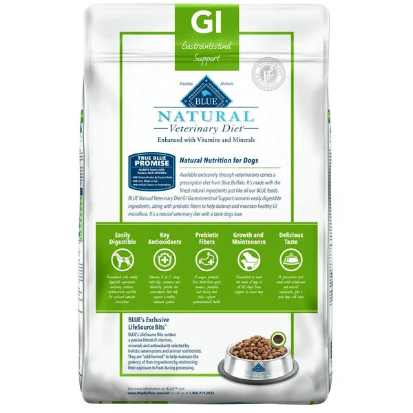 Blue Buffalo Natural Veterinary Diet Gi Gastrointestinal Support Dry Dog Food, 22 lbs.