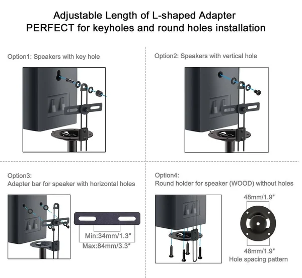Mounting Dream MD5401 Height Adjustable Speaker Stands Mounts - Two in One Floor