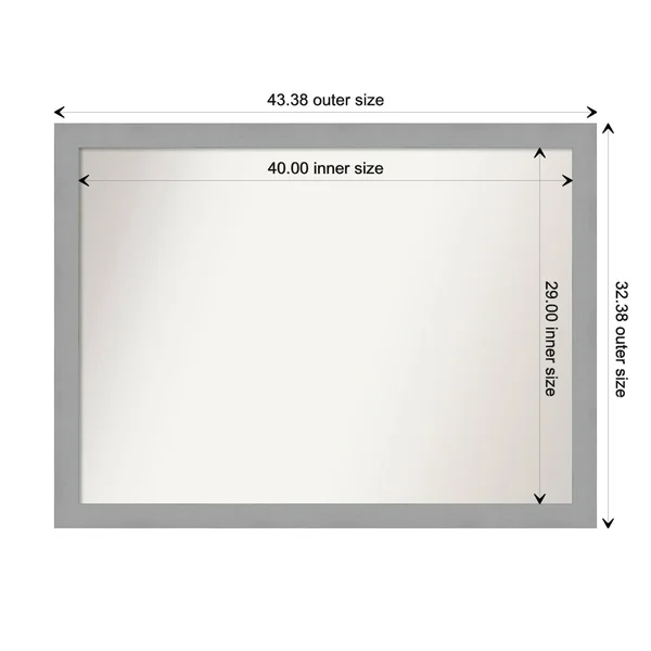 Amanti Art Medium Rectangle Brushed Nickel Contemporary Mirror (32.5 in. H x 49.5 in. W)