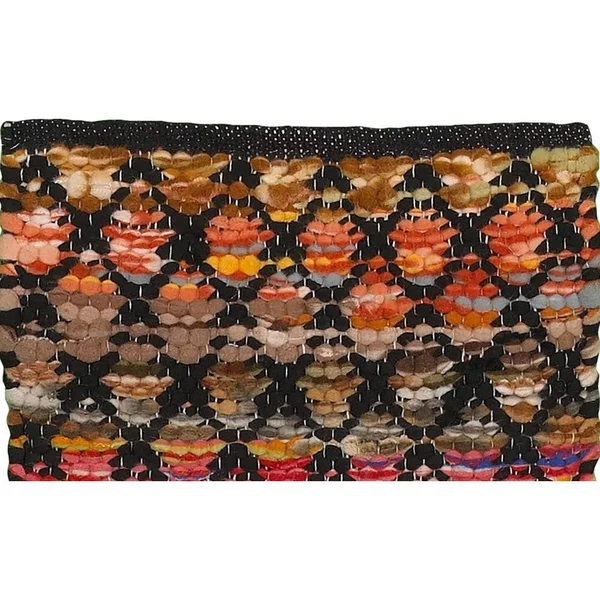 Hand-Woven Chindi Accent Harlequin Black Multi-Colored Rug - 1&9 x 2&10