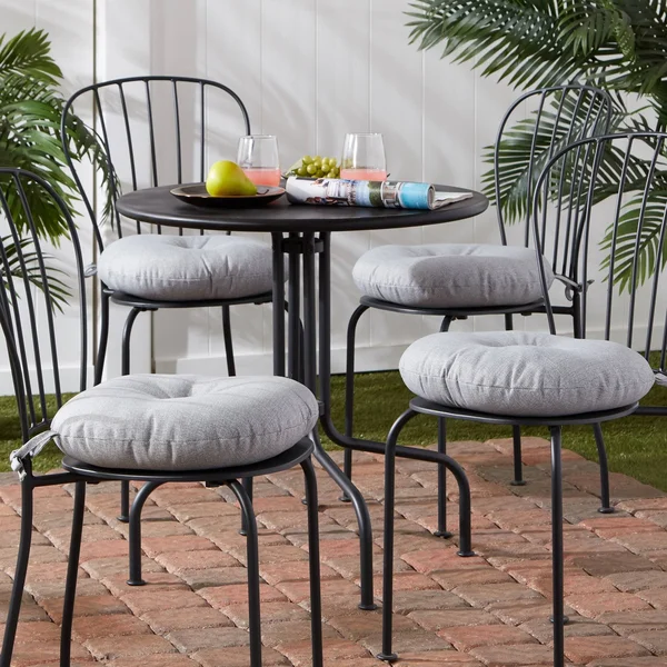 Greendale Home Fashions 15 in. Round Outdoor Bistro Seat Cushion - Set of 4 Heather Gray