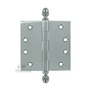 Omnia Door Hinges - 4x22 x 4x22 Plain BEARING, Solid Brass Hinge with Acorn Finials in Polished Chrome - 985/4-085/ACN2.26