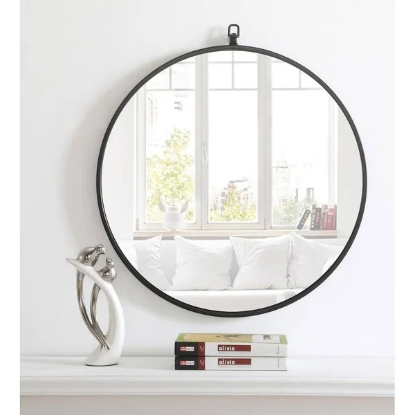 Carson Carrington Labbemala Metal Frame Round Mirror - 39x22 Diameter - Blue