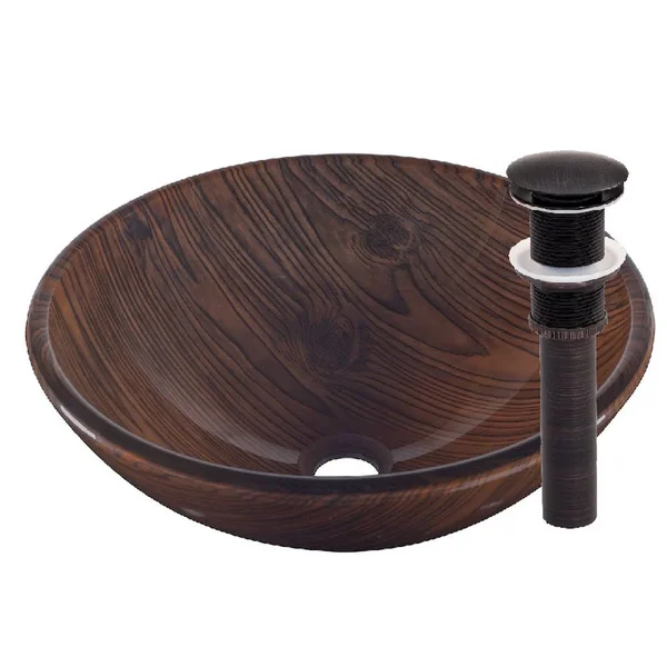 Novatto Boschetto Glass Vessel Bathroom Sink Set, Oil Rubbed Bronze