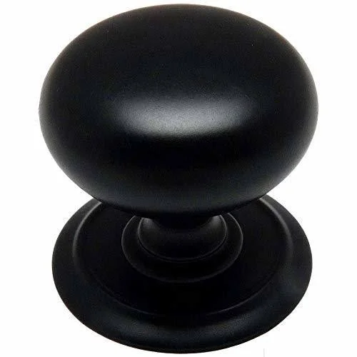 Cosmas 6542FB Flat Black Round Cabinet Hardware Knob with Backplate - 1-1/4x22 Diameter - 25 Pack