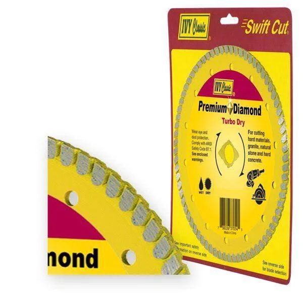 Ivy Classic 7 inch Turbo Diamond Blade for Hard Materaials Dry & Wet