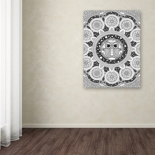 Trademark Fine Art &Night Owl Mandala& by Hello Angel Graphic Art on Wrapped Canvas - Size: 32x22 H x 24x22 W x 2x22 D