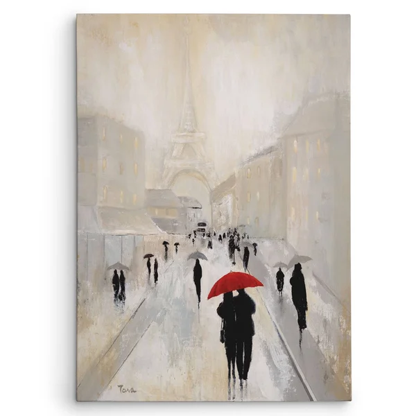 Wexford Home &Misty in Paris& by Janet Brignola-Tava Painting Print on Wrapped Canvas - Red