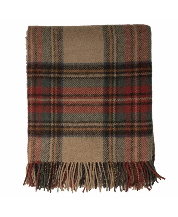 Prince of Scots Highland Tartan Tweed Pure New Wool Throw - Green