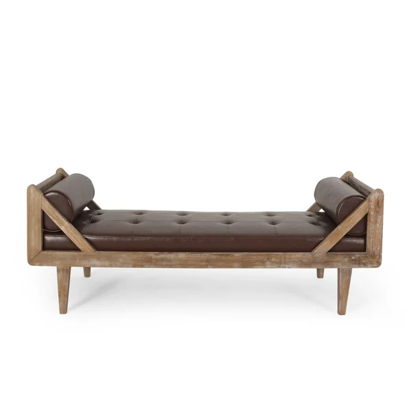 Zentner Rustic Tufted Double End Chaise Lounge with Bolster Pillows by Christopher Knight Home - 65.25x22 L x 27.50x22 W x 24.00