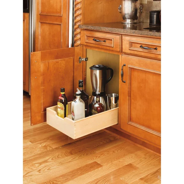 Rev-A-Shelf 4WDB-15 Medium Wood Base Cabinet Pull-Out Drawer, Natural Wood