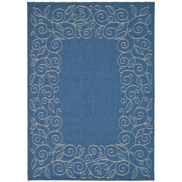 Safavieh Courtyard Blue & Beige 2&-3x22 x 10& Indoor/Outdoor Rug