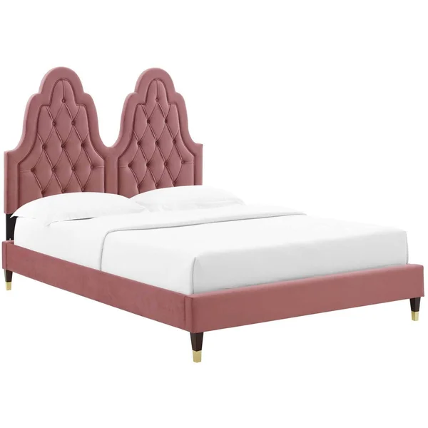 Alexandria Tufted Performance Velvet Queen Platform Bed MOD-6764-DUS
