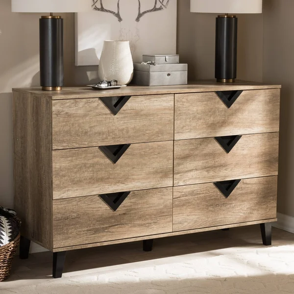 Palm Canyon Diana Contemporary 6-Drawer Dresser, Black