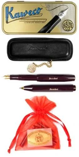 Kaweco Sport Classic Set Ballpoint - Fountain Pen F Bordeaux + Case & Cartridges