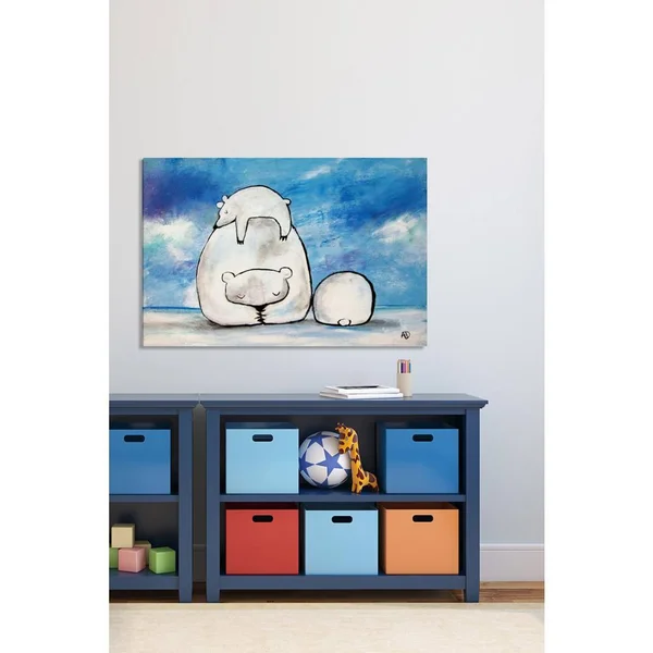 Parvez Michel 16 in. H x 24 in. W Sleepy Polar Bears by Marmont Hill Printed Canvas Wall Art, Multi-Colored