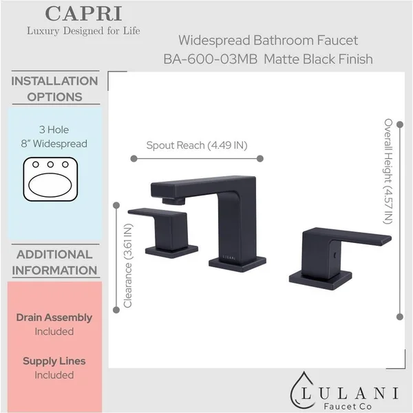 Lulani Capri 8 in. Widespread 2-Handle Bathroom Faucet in Chrome, Grey