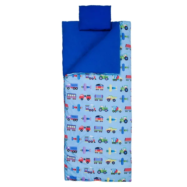 Wildkin Olive Trains, Planes & Trucks Sleeping Bag