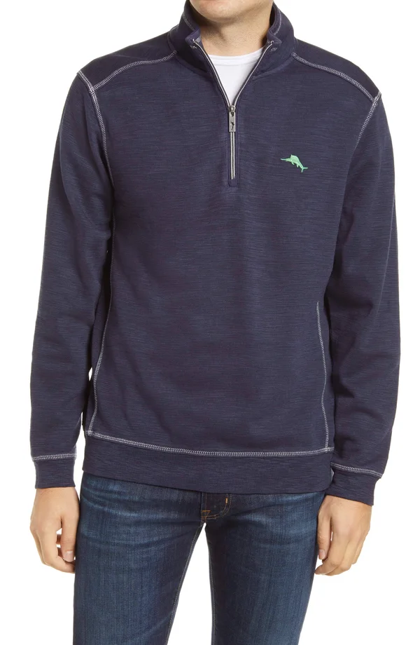 Tommy Bahama Tobago Bay Half Zip Pullover Ocean Deep