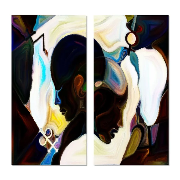 Designart &Union of Male and Female Faces I& Modern Canvas Wall Art Print 2 Piece Set - 16x22 W x 32x22 H x 1x22 D x 2 Pieces