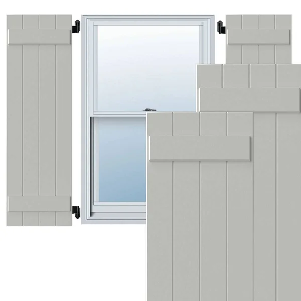 Ekena Millwork CWB15X051WHC 15x22W x 51x22H Exterior Four Board (2 Batten) Composite Board-n-Batten Shutters (Per Pair) - White