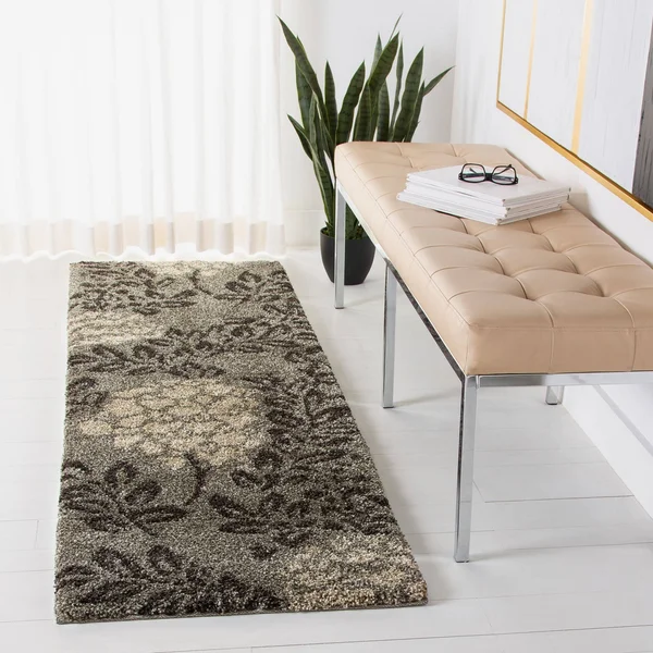 Safavieh Florida Shag Smoke/Dark Brown 2 ft. 3 in. x 8 ft. Runner Rug