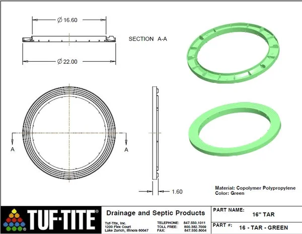 TUF Tite 16x22 x 8x22 Septic Tank Riser Kit