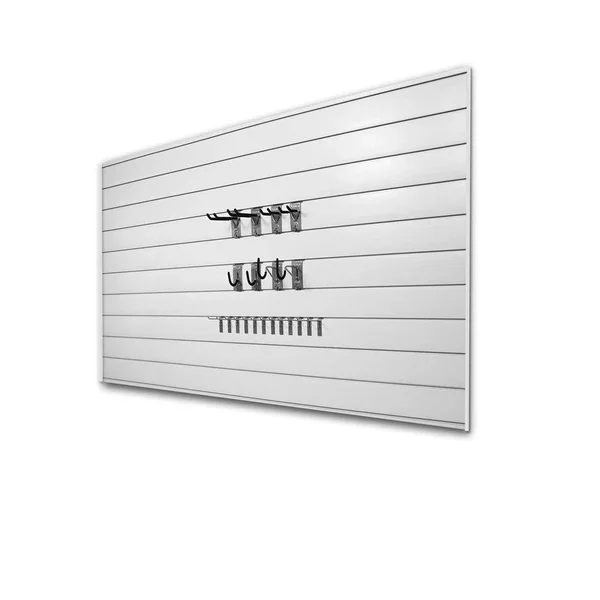 Proslat PVC Slatwall 8 ft. x 4 ft. White Hook Kit Bundle (20-Piece)